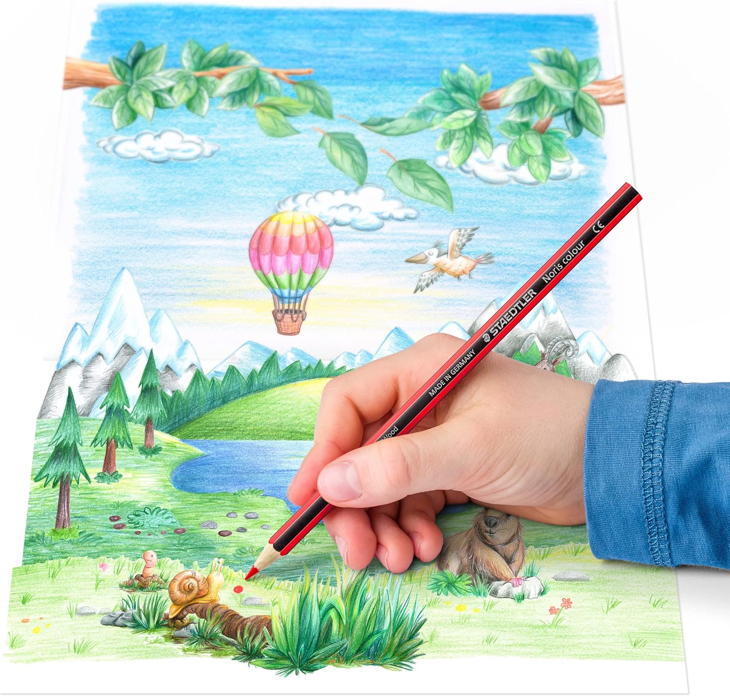 STAEDTLER Noris Colour Colouring Pencils, Non-Slip Soft Surface, High Break Resistance, Made from Upcycled Wood, Intense Colours, Hexagonal Format, 12 Colouring Pencils + 1 Colouring Pencil in Cardboard Case, 185 SET9 – Bild 4