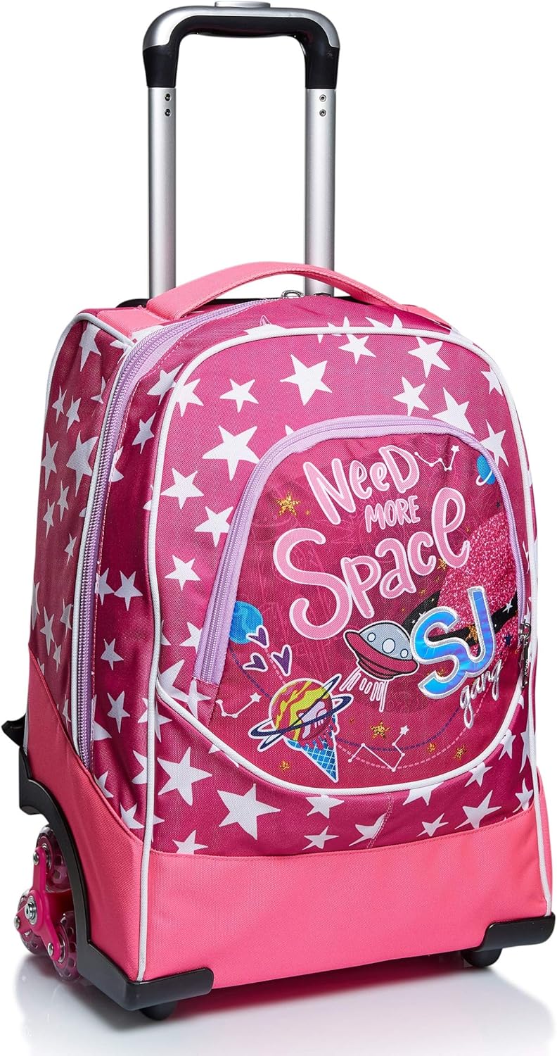 SJ Kids Trolley Backpack 2 in 1 School Bag with Wheels 1st Class for School, Elementary, Travel & Leisure, Girls & Boys, Multi-Colour, Fuchsia, School & Leisure Time – Bild 2