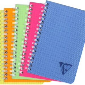Clairefontaine 328535C Spiral Notebook, Linicolour 11 x 17 cm, 100 Pages, Squared, Polypropylene Cover, Random Colour