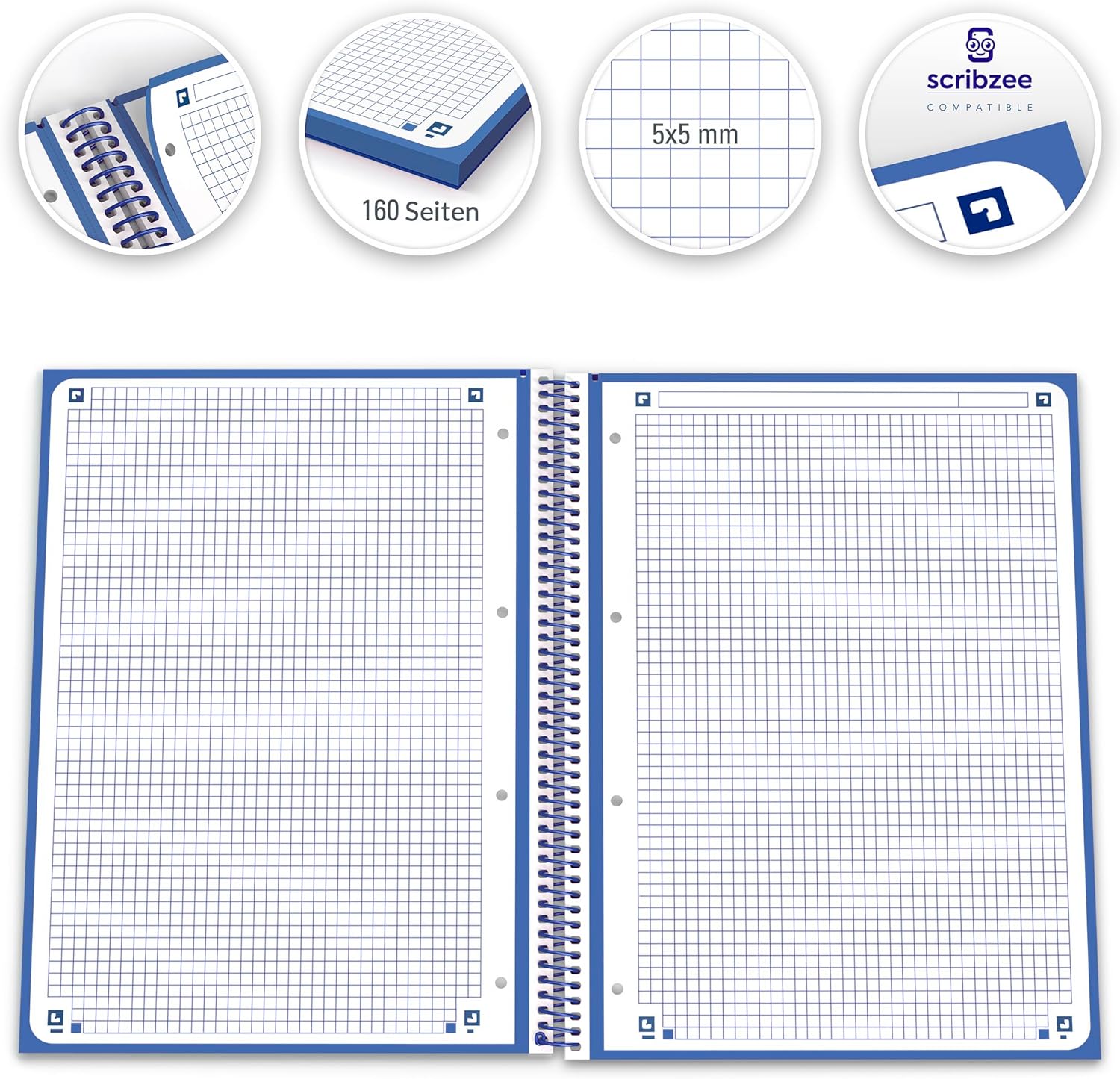 Oxford 368566 - Blue microperforated notepad A4 size 80 sheets 5X5 grid – Bild 2