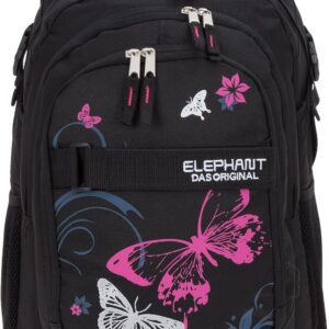ELEPHANT Hero Signature 12645 School Backpack Design, Butterfly Black Pink, School backpack
