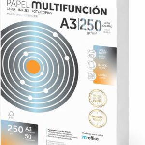 A3 Papier 250g 50 Blatt, Multifunktionspapier für Laser- und Tintenstrahldrucker, Kopierer, für Büro- und Schulbedarf, m-office Paket (50 Blatt 250g)