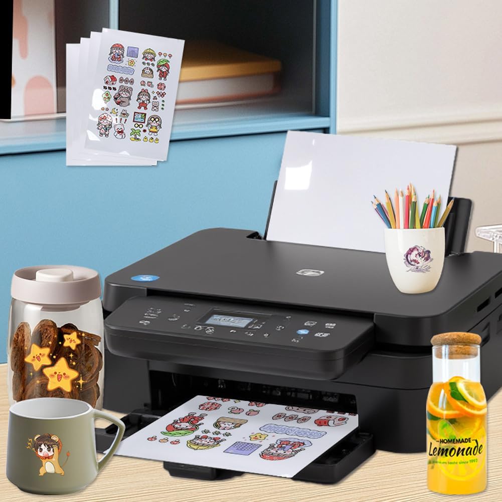 10 Sheets Printable Adhesive Film, Transparent, Sticker Paper for Self-Printing, A4, Printable Printing, Self-Adhesive Film, Film Labels, Vinyl Sticker Paper for Inkjet Printers – Bild 3