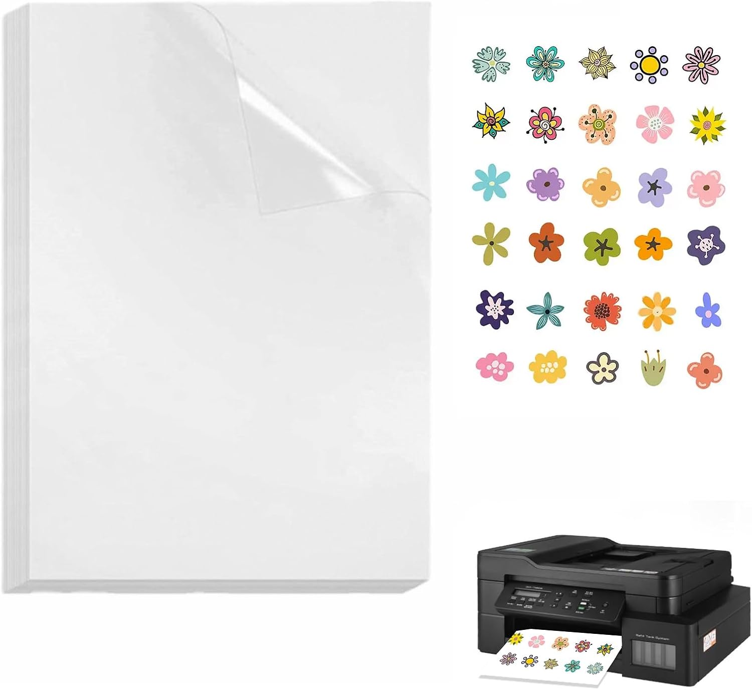 10 Sheets Printable Adhesive Film, Transparent, Sticker Paper for Self-Printing, A4, Printable Printing, Self-Adhesive Film, Film Labels, Vinyl Sticker Paper for Inkjet Printers