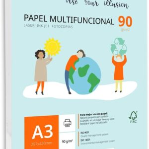 Pack of 250 White A3 Sheets 90g Printer Paper Multifunctional Copier Paper for School and Office Ideal for Laser Printers, Inkjet Printers or Copiers - Ofituria