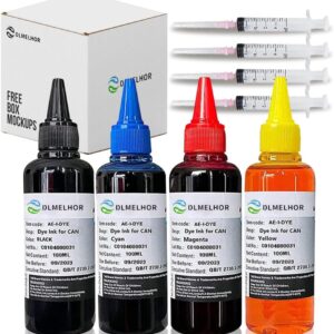 Universal Dye Refill Ink Kits Suit for EPN Canon HP Brother Lexmark Samsung Dell Kodak Inkjet Printer Compatible Cartridges Refill Cartridges CISS CIS System, 4 Colour Sets (BK, C, M, Y) x 1