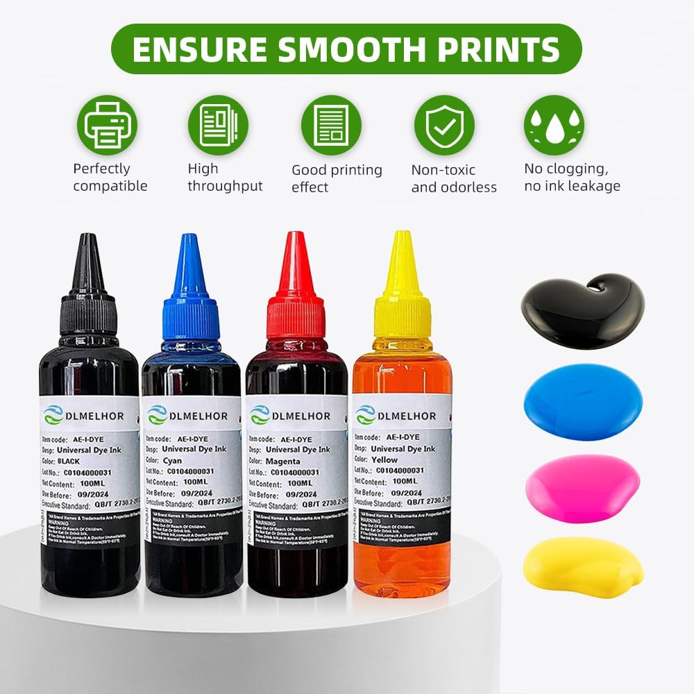 Universal Dye Refill Ink Kits Suit for EPN Canon HP Brother Lexmark Samsung Dell Kodak Inkjet Printer Compatible Cartridges Refill Cartridges CISS CIS System, 4 Colour Sets (BK, C, M, Y) x 1 – Bild 2