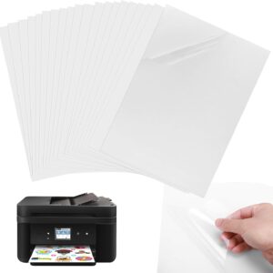 20 Sheets A4 Vinyl Sticker Film, Self-Adhesive Film, Transparent Clear Self-Adhesive Stickers for Printing, Printer Paper, Quick Drying Sticker Paper for Inkjet Printers and Laser Printers