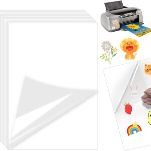 A4 Sticker Paper for Printing, 20 Sheets Printable Adhesive Film, Transparent, Vinyl Sticker Printer Paper, Self-Adhesive Film Printing Paper, for Inkjet Printers and Laser Printers (30)