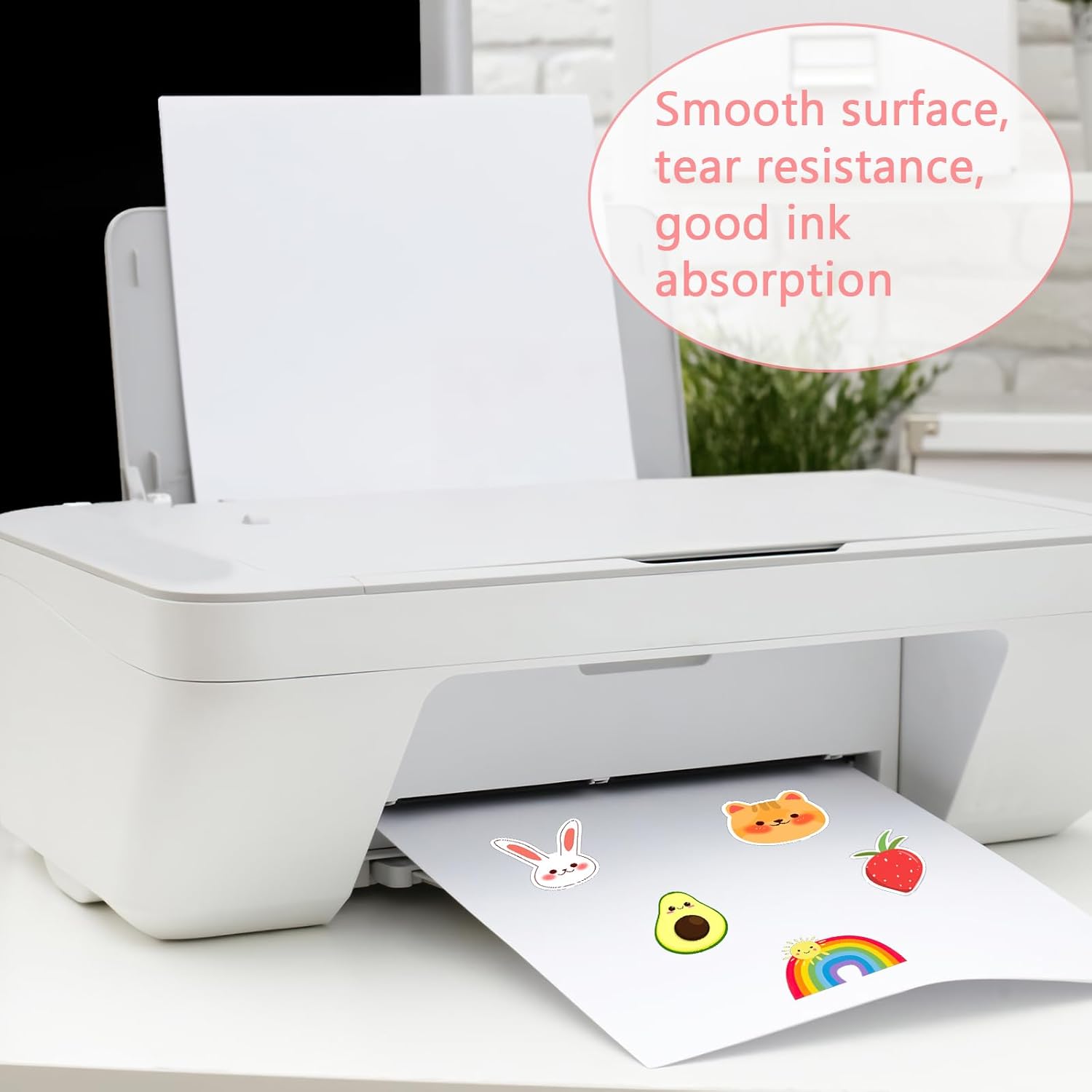 A4 Sticker Paper for Printing, 20 Sheets Printable Adhesive Film, Transparent, Vinyl Sticker Printer Paper, Self-Adhesive Film Printing Paper, for Inkjet Printers and Laser Printers – Bild 4