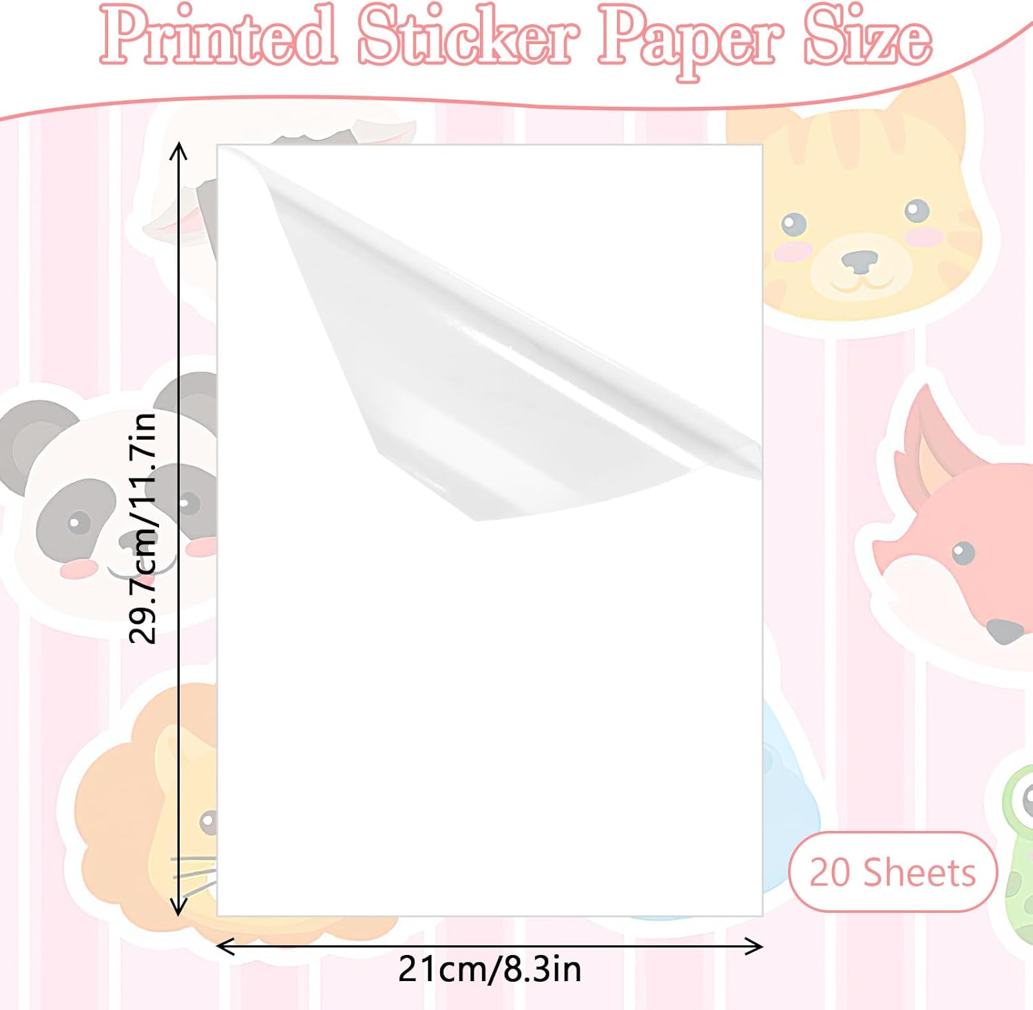A4 Sticker Paper for Printing, 20 Sheets Printable Adhesive Film, Transparent, Vinyl Sticker Printer Paper, Self-Adhesive Film Printing Paper, for Inkjet Printers and Laser Printers – Bild 2