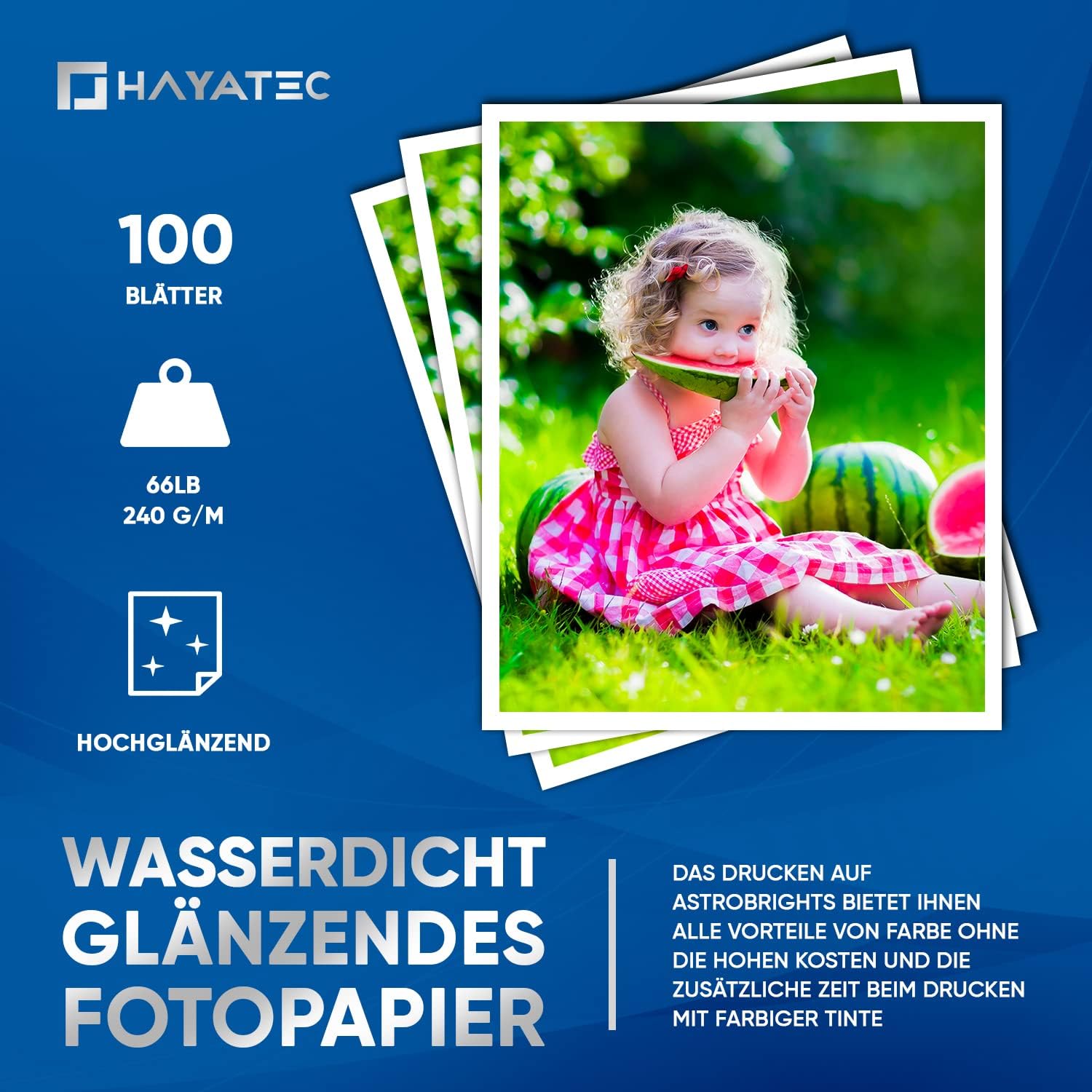 Photo paper, 10 x 15 glossy inkjet printer, photo cards instant dry, waterproof, bright white., 100 sheets – Bild 2