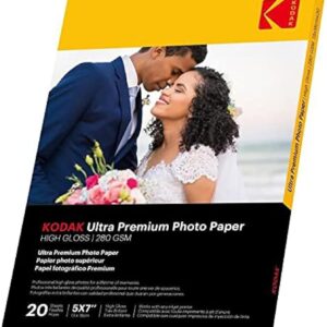 KODAK Ultra Premium Photo Paper, Glossy Photo Paper, Pack of 20 Sheets, Format 13 x 18 cm, 280 g/m², Inkjet Print, Ideal for Albums and Picture Frames