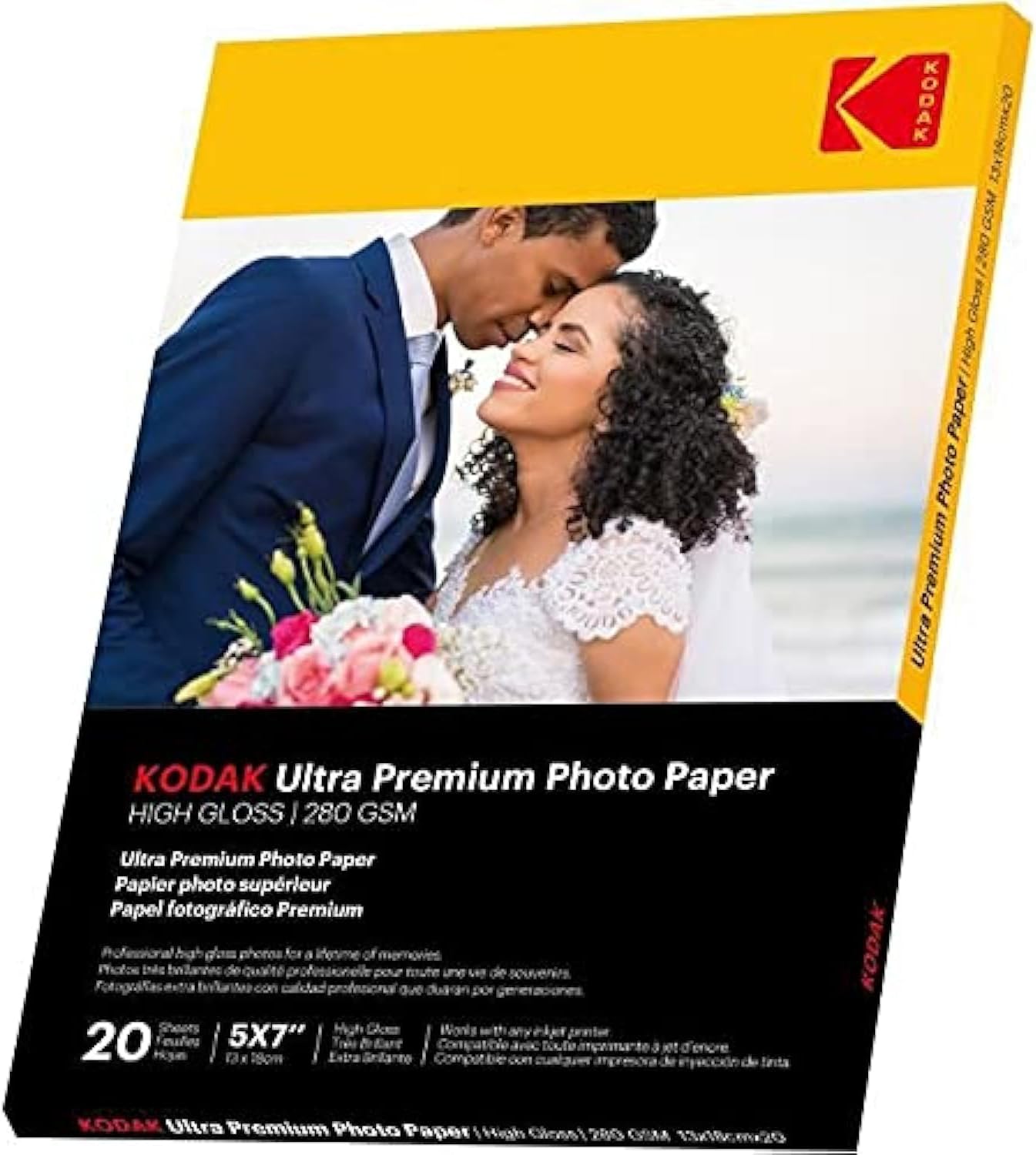 KODAK Ultra Premium Photo Paper, Glossy Photo Paper, Pack of 20 Sheets, Format 13 x 18 cm, 280 g/m², Inkjet Print, Ideal for Albums and Picture Frames