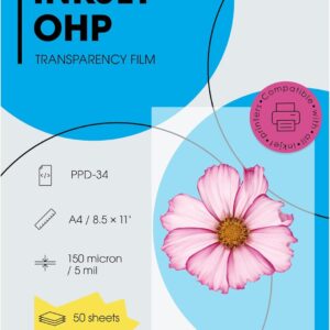 A4 Inkjet Transparency Film (Overhead Projector Film) x 50 Sheets -with removable sensor stripe