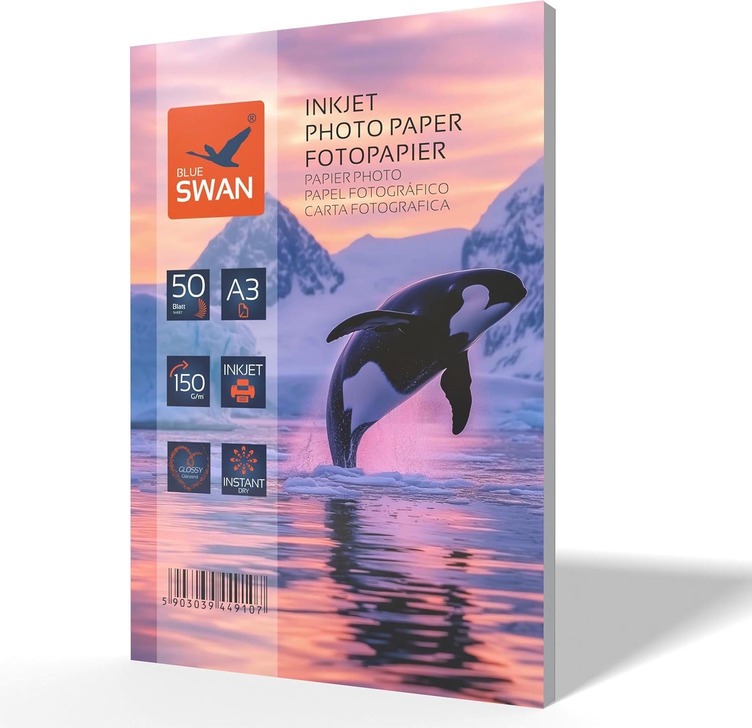 BLUE SWAN A3 Photo Paper 150gsm 50 Sheets - High Gloss Splash-Resistant Single Sided Coating Fast Drying Brilliant Colours for Canon HP Epson Brother Inkjet Printers – Bild 2