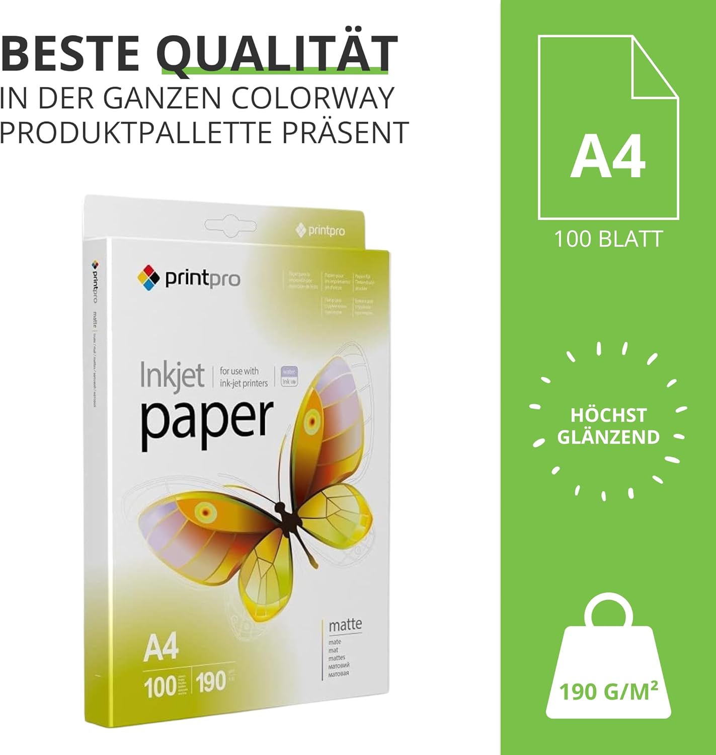 Colorway Printpro Photo Paper Matt 190 g/m² 100 Sheets A4 Instant Dry Waterproof for All Inkjet Printers – Bild 5