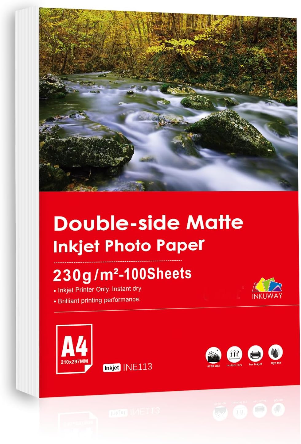 A4 Double Sided Matte Inkjet Photo Paper 230gsm 100 Sheets for Brochures Photo Book Cards Inkjet Printing