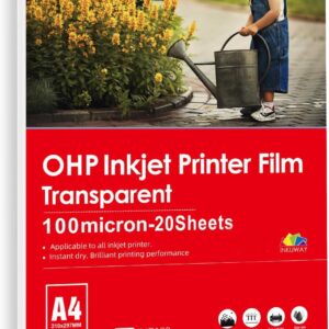 A4 Clear Inkjet OHP Film with Senser Trip for Inkjet Printers – 20 Sheets – For Use in Image and Design Printing