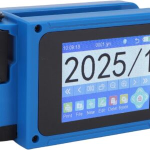 Fockety Tragbarer Tintenstrahldrucker mit Bluetooth-Verbindung und Stift, Druckhöhe 0,08 bis 0,5 Zoll, zum Bedrucken von Kunststoff, Karton, Holz und Metall mit Chargen-, Code