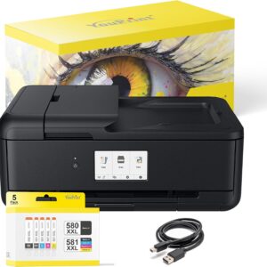 YouPrint Bundle TS9550a Inkjet Printer Multifunctional Printer (A3 Printer, Scanner, Copier) with 5 Compatible youprint Printer Cartridges for Canon 580 581 + USB Cable