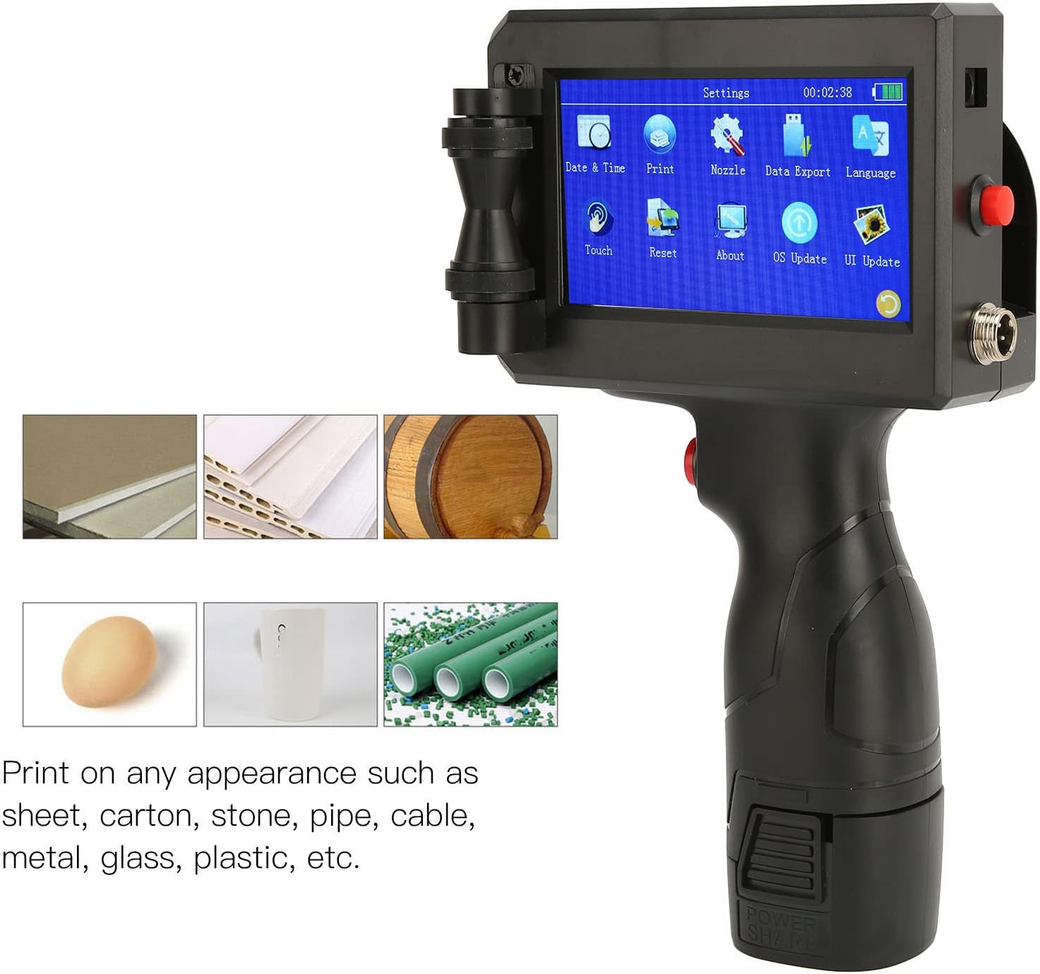 Zunate Handheld Inkjet Printer, Portable, Quick-Drying Inkjet Coder with 4.3 Inch LCD Touch Screen, Supports 18 Languages and 3 Printing Precision, DIY Printer for (EU) – Bild 4