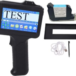 Handheld Inkjet Printer 2-12.7 mm Adjustable 4.3 Inch Touchscreen Portable Handheld Printer with 42 ml Black Ink Cartridge Quick Drying