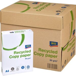 aro Recycled Copier Paper DIN A4, 80 g/m², Grey, 100% Recycled Paper, 5 x 500 Sheets (2500 Sheets), for Laser Printers & Inkjet Printers, Home Office & Office