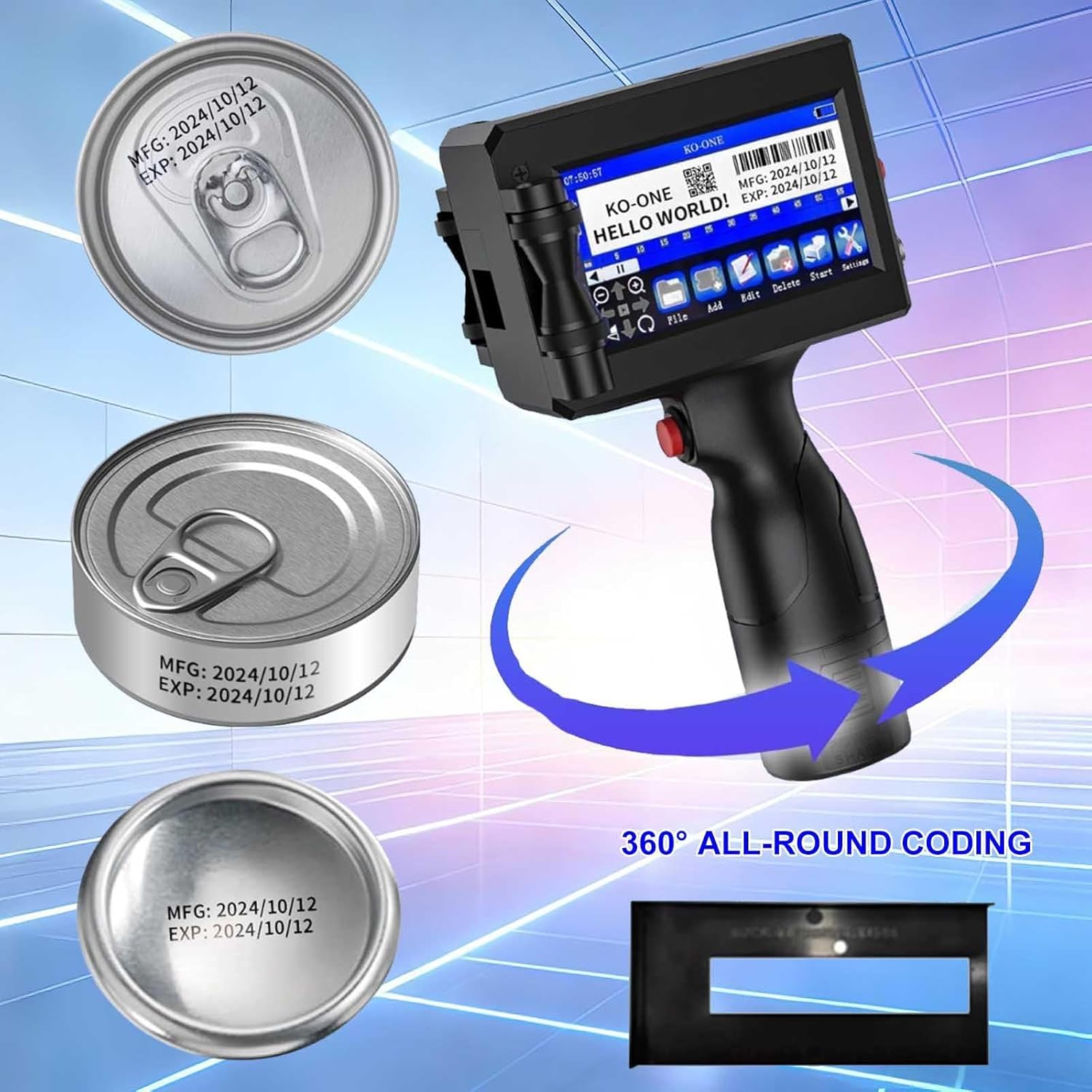 Handheld-Tintenstrahldrucker - Tragbarer Handheld-Drucker Mit 4,3-Zoll-Touchscreen, Druckhöhe: 2-12,7 Mm, Geeignet Für Barcodes, Text, Logos, Qr-Codes, Chargennummern (Unterstützt 28 Sprachen). – Bild 4