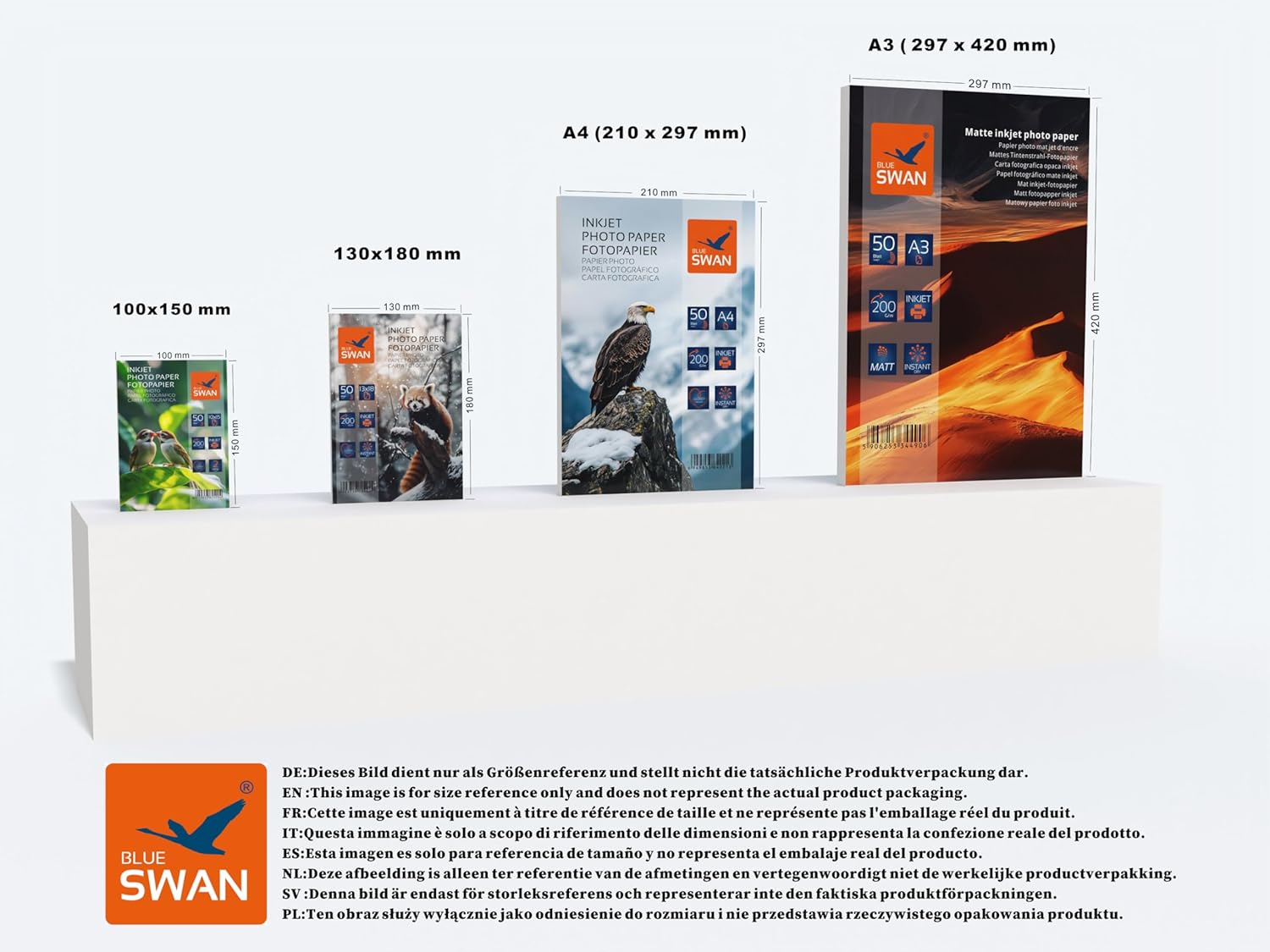 BLUE SWAN A3 Photo Paper 150gsm 50 Sheets - High Gloss Splash-Resistant Single Sided Coating Fast Drying Brilliant Colours for Canon HP Epson Brother Inkjet Printers – Bild 7