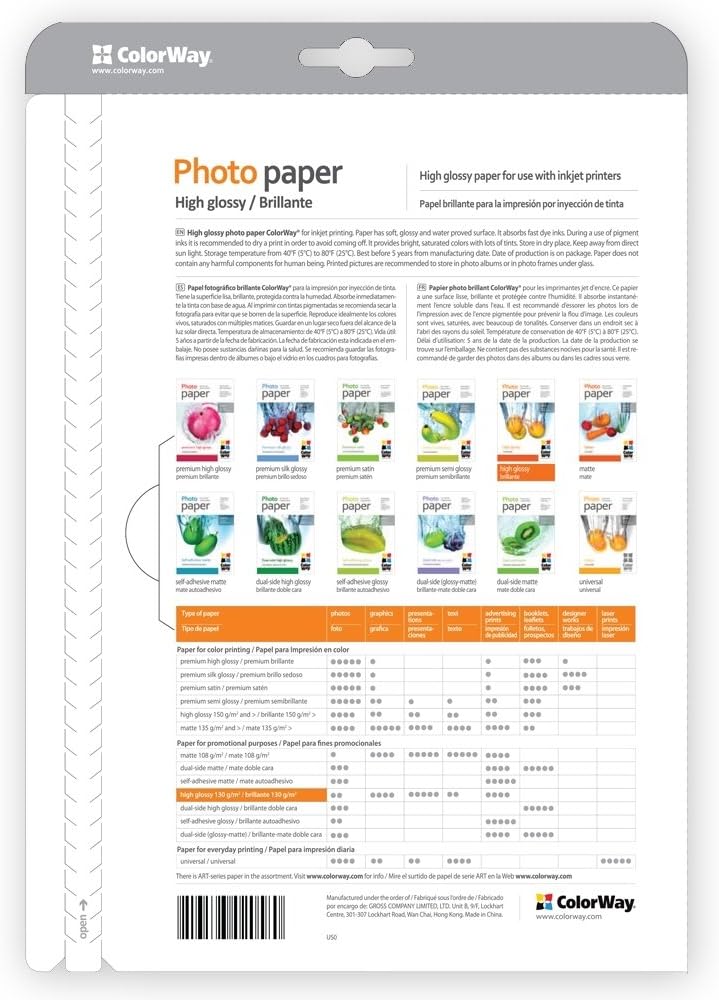 Colorway pg180020 a4 – Photo Paper 180 g/m², 215 µm, Gloss, 5 – 25 °C) – Bild 2