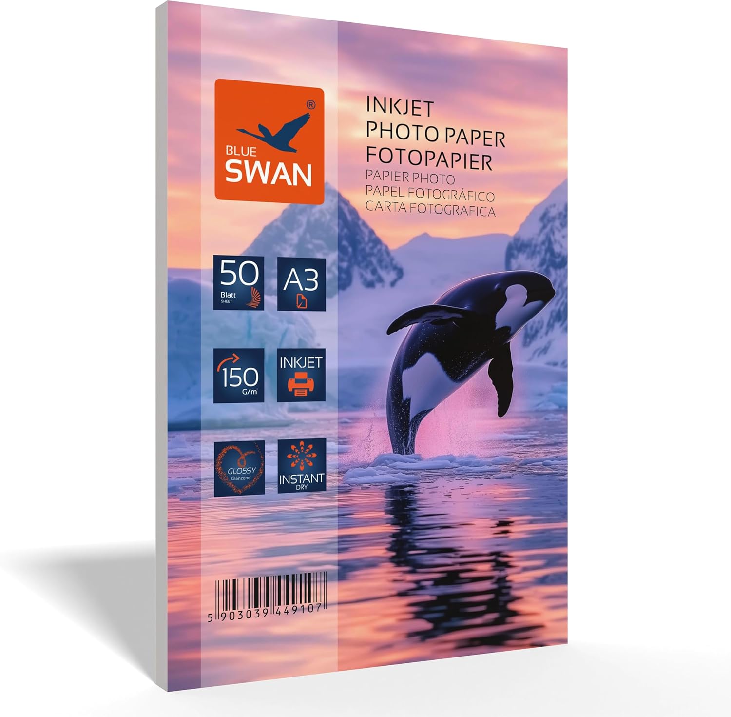 BLUE SWAN A3 Photo Paper 150gsm 50 Sheets - High Gloss Splash-Resistant Single Sided Coating Fast Drying Brilliant Colours for Canon HP Epson Brother Inkjet Printers – Bild 3