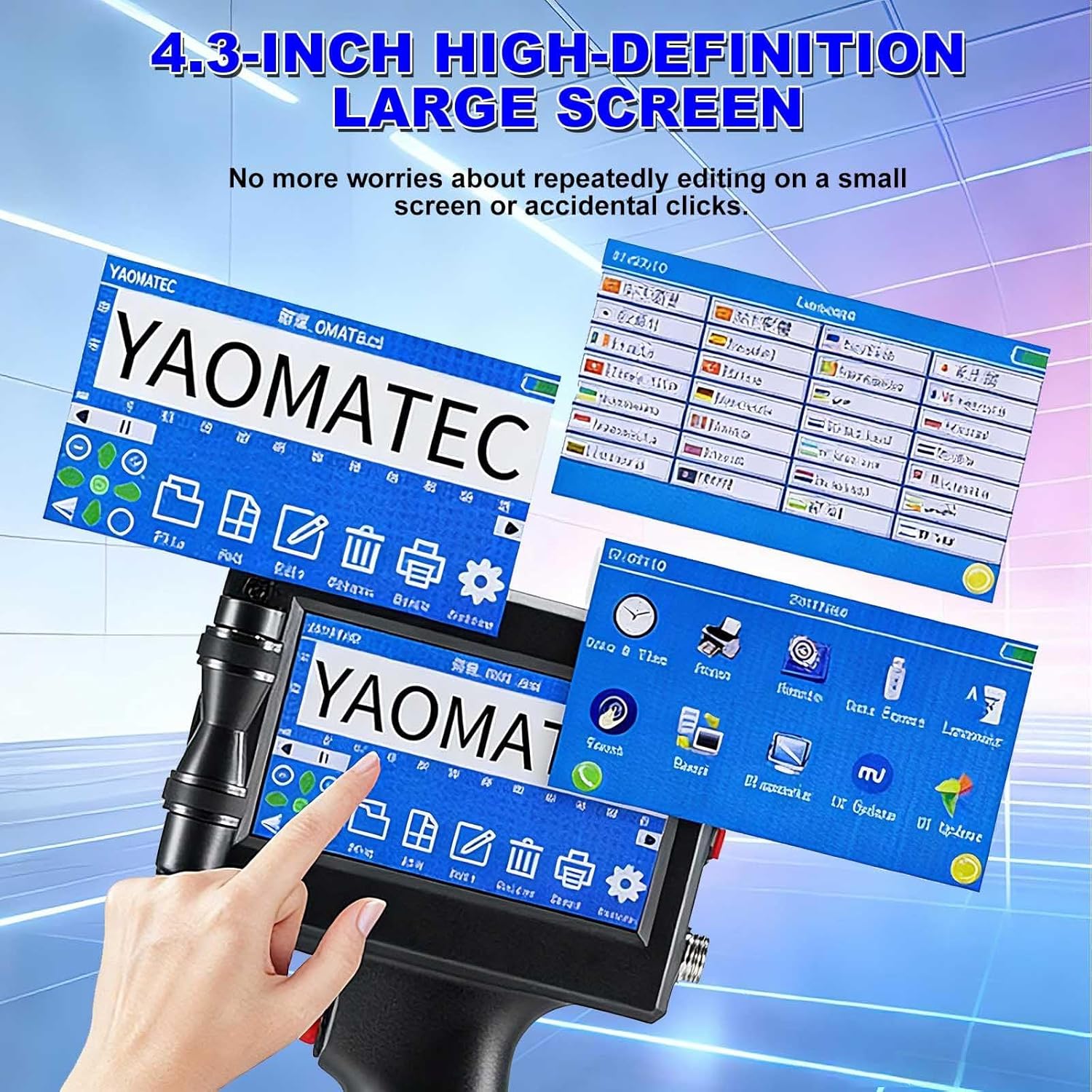 Handheld-Tintenstrahldrucker - Tragbarer Handheld-Drucker Mit 4,3-Zoll-Touchscreen, Druckhöhe: 2-12,7 Mm, Geeignet Für Barcodes, Text, Logos, Qr-Codes, Chargennummern (Unterstützt 28 Sprachen). – Bild 6