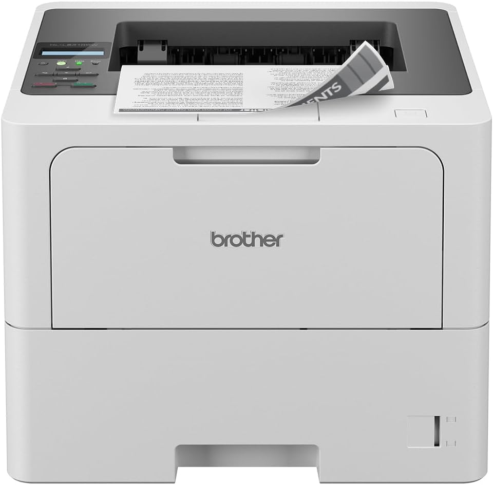 Brother HL-L6210DW Laser Printer Black White (A4, 50 ppm, 1,200 x 1,200 DPI, LAN, WLAN, Duplex, 520 Sheets Paper Cassette) White/Grey