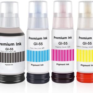 GI-55 GI55 Ink Compatible with Canon GI55 GI-55 Ink Bottle Multipack for Canon MAXIFY GX1050 GX2050 Printer (Pack of 4, Black/Cyan/Magenta/Yellow)