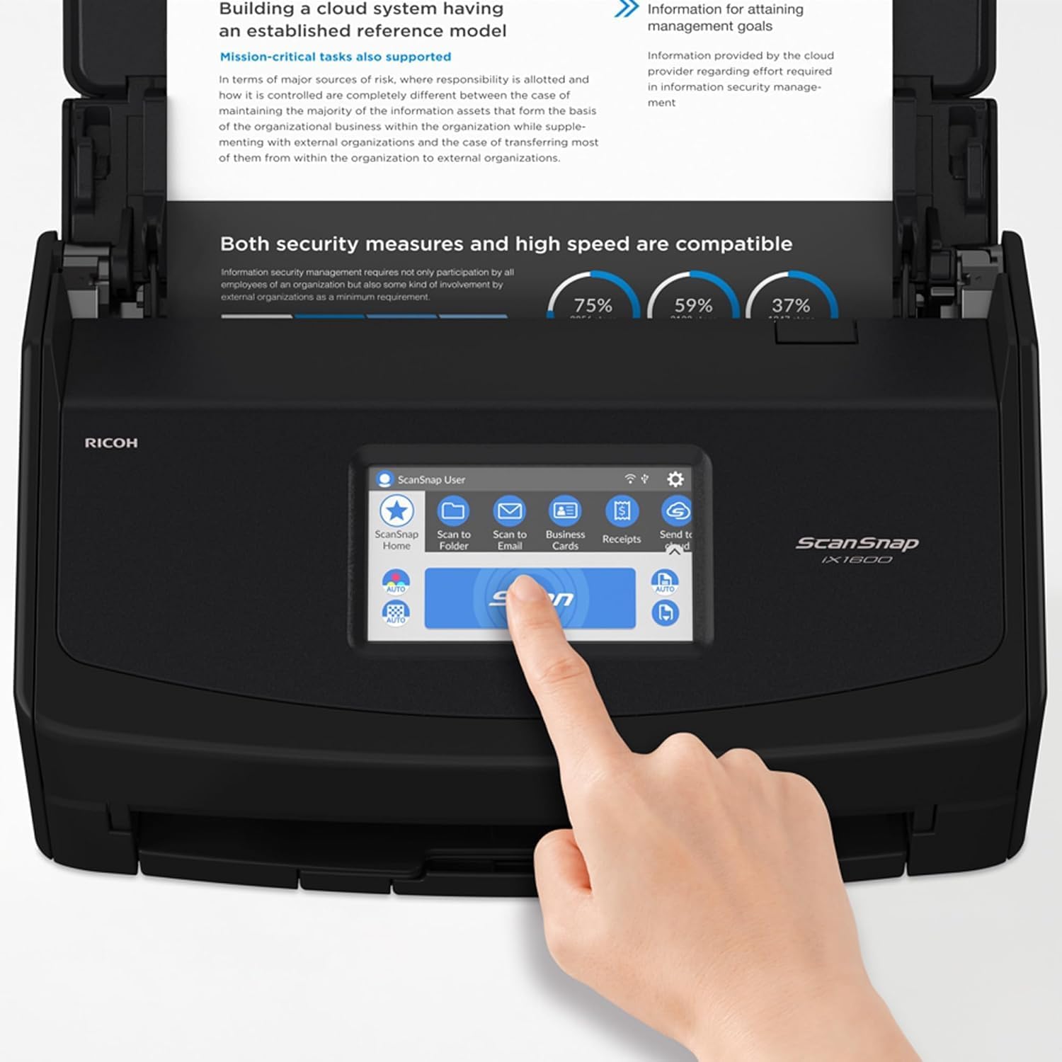ScanSnap iX1600 Professional Office Scanner A4 - High Performance Duplex Document Scanner with 50-Sheet ADF, 40ppm, Touchscreen, Wi-Fi & Cloud Connection, USB 3.2, Black – Bild 10