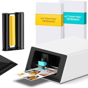 Liene PixCut S1 All-in-One Photo Printer, Sticker Printer and Cutting Machine, Multifunctional Printer and Sticker Printer for Scrapbook and DIY Projects, 300 DPI Dye Sublimation