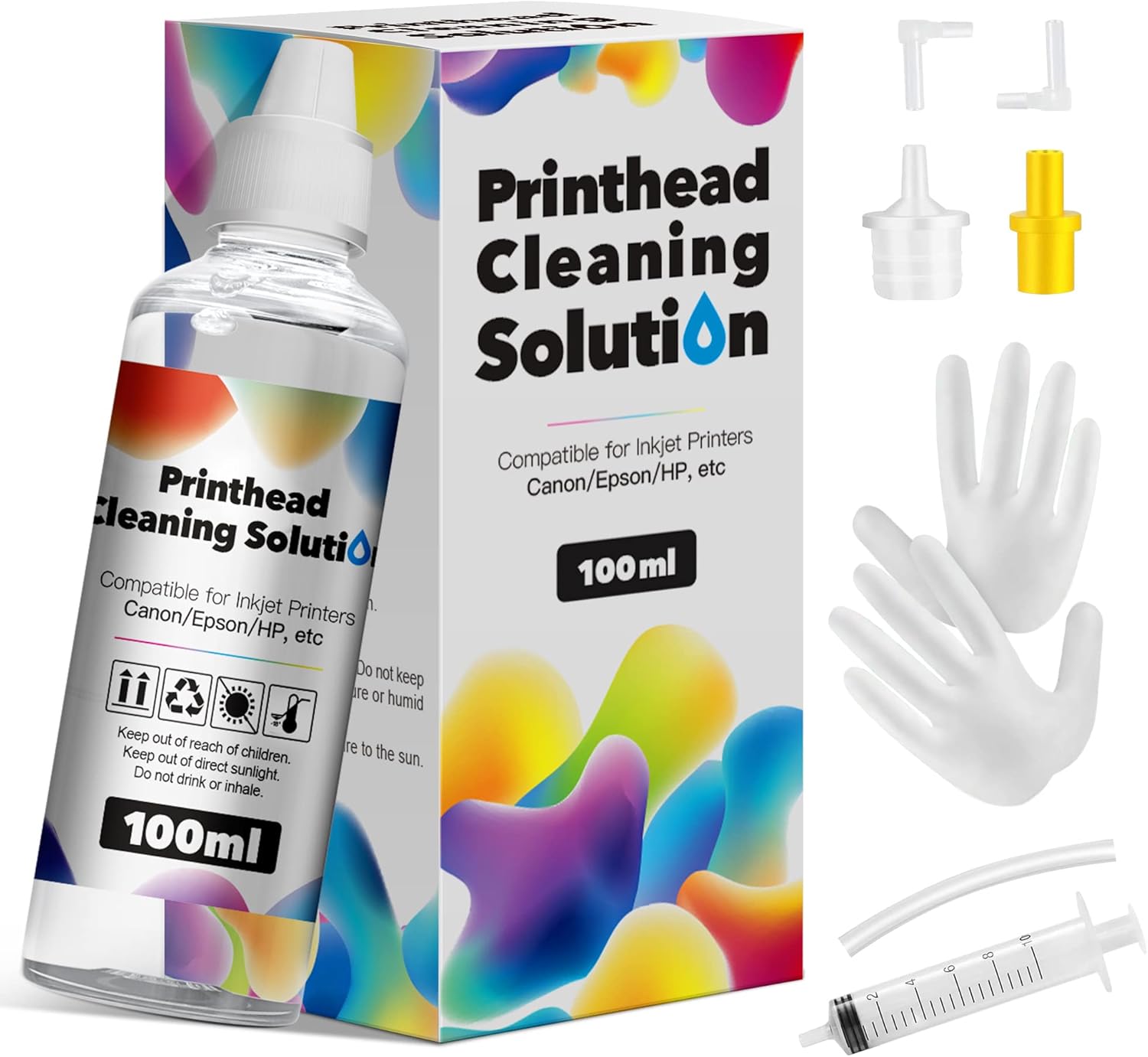 HALLOLUX 100 ml Printhead Cleaner Nozzle Cleaner Print Head Cleaning Fluid Printer Head Cleaning Set Solution for Epson HP Canon Brother Samsung for All Inkjet Printers Print Head