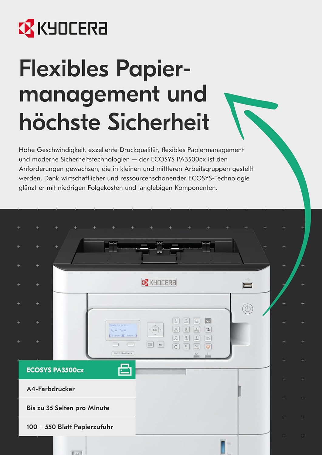 Kyocera Ecosys PA3500cx Laser Printer Colour Laser Printer Duplex Unit 100+550-Sheet Paper Feeder Colour Gigabit LAN Mobile Print – Bild 10