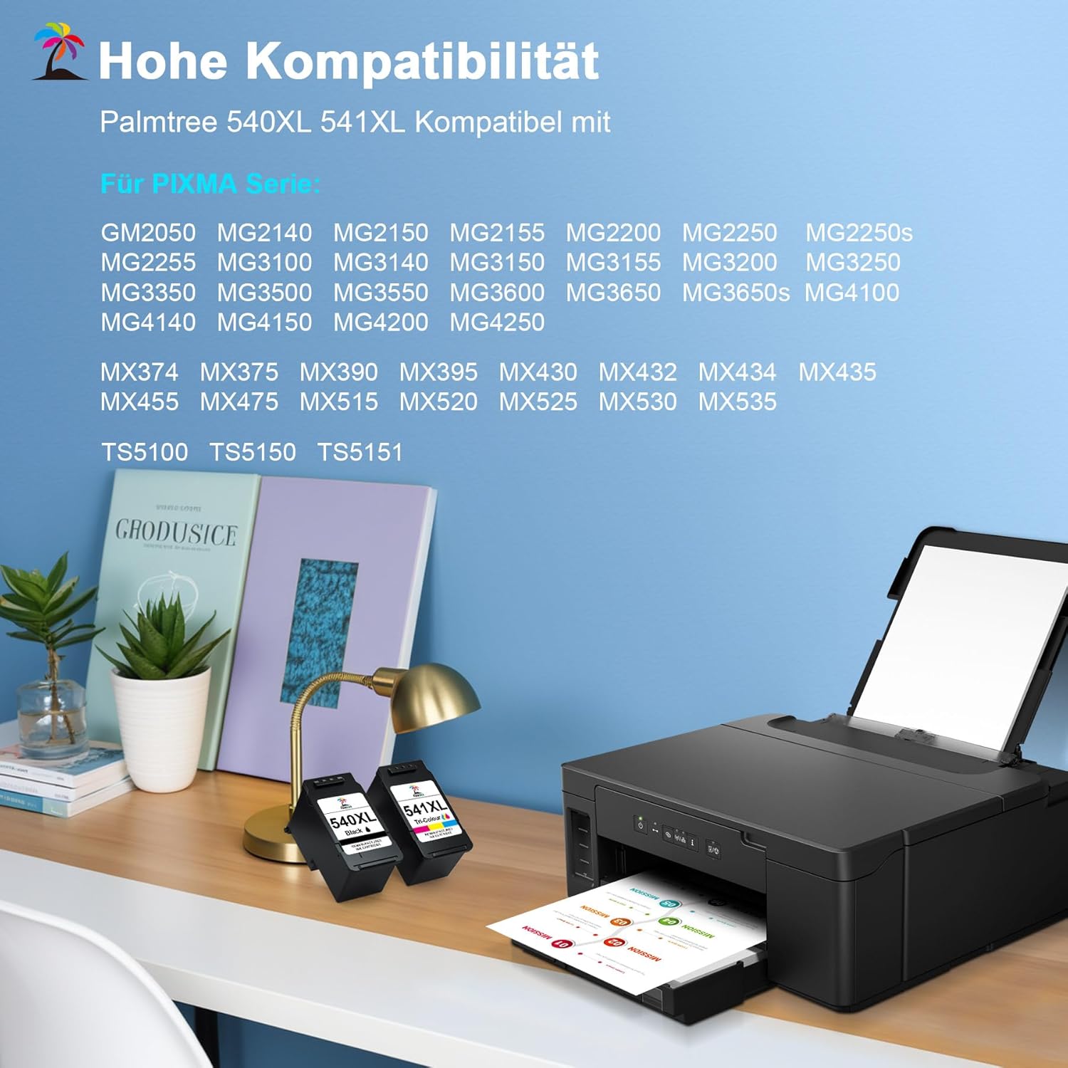 Palmtree 540XL 541XL Kompatibel für Canon Druckerpatronen 540 541 XL für Canon TS5150 Druckerpatronen für PIXMA MG3650s MG3650 MG3600 MG3350 TS5100 TS5151 MX535 MX475 PG540XL CL541XL Schwarz Farbe – Bild 3