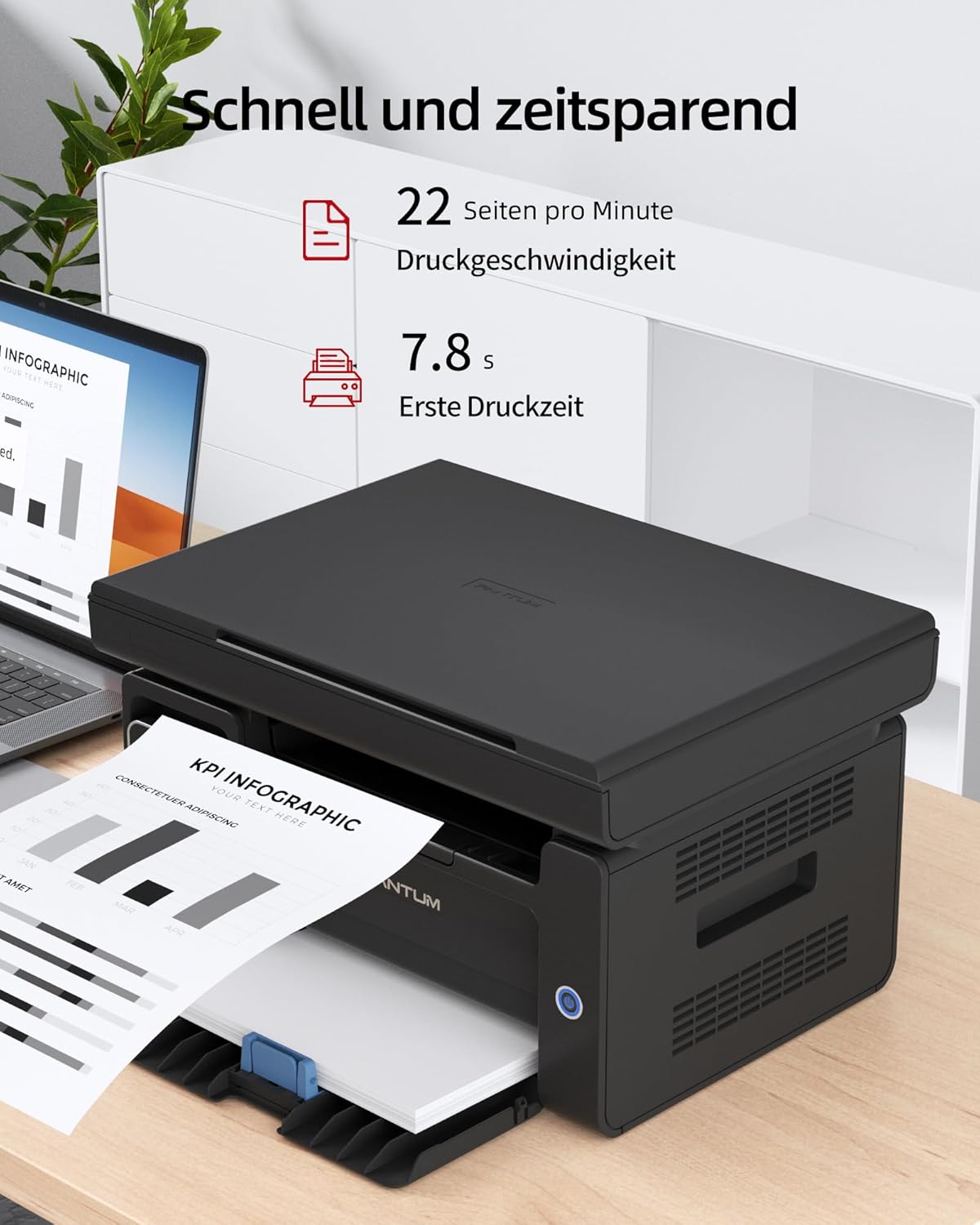 PANTUM M6500NW Multifunction Laser Printer with Scanner and Copier, Printer Wi-Fi, Black / White, Airprint, A4, 22 ppm – Bild 6
