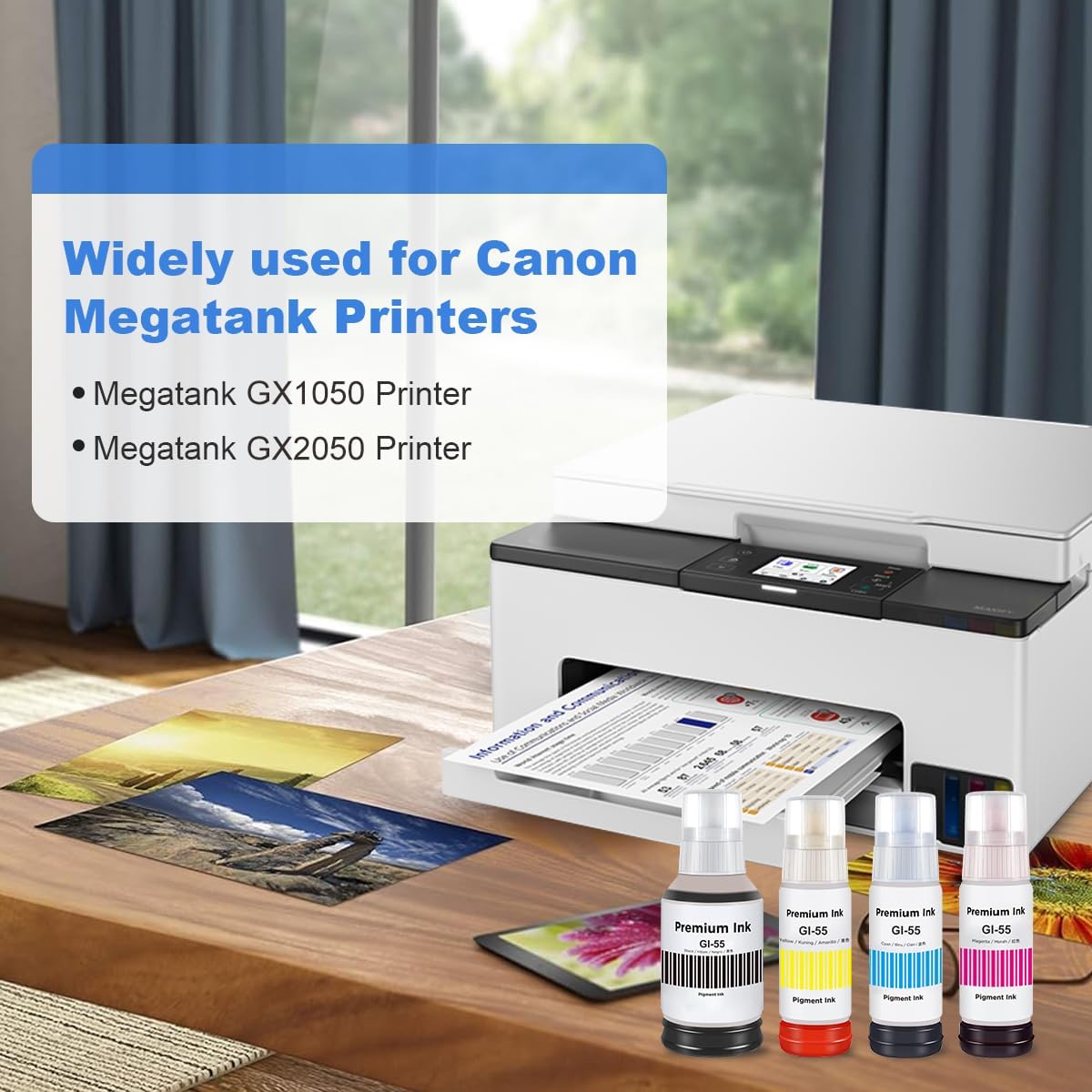 GI-55 GI55 Ink Compatible with Canon GI55 GI-55 Ink Bottle Multipack for Canon MAXIFY GX1050 GX2050 Printer (Pack of 4, Black/Cyan/Magenta/Yellow) – Bild 2