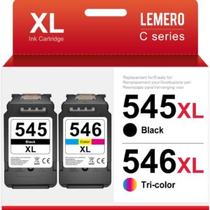 Lemero 545XL 546XL Cartridges Compatible with Canon Printer Cartridges 545 546 XL Multipack PG-545 CL-546 for Canon Pixma MX495 TS3350 TS3150 TS3151 MG2555s MG2550s MG3050 MG3051 (Black/Colour, Pack