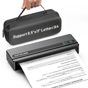 Portable Wireless Thermal Printer for Travel, Mobile Printer without Ink with 2600 mAh, Supports 8.5 x 11 Inch Letter & A4 Paper, Bluetooth, Ideal for Truckers, Students and Home Office