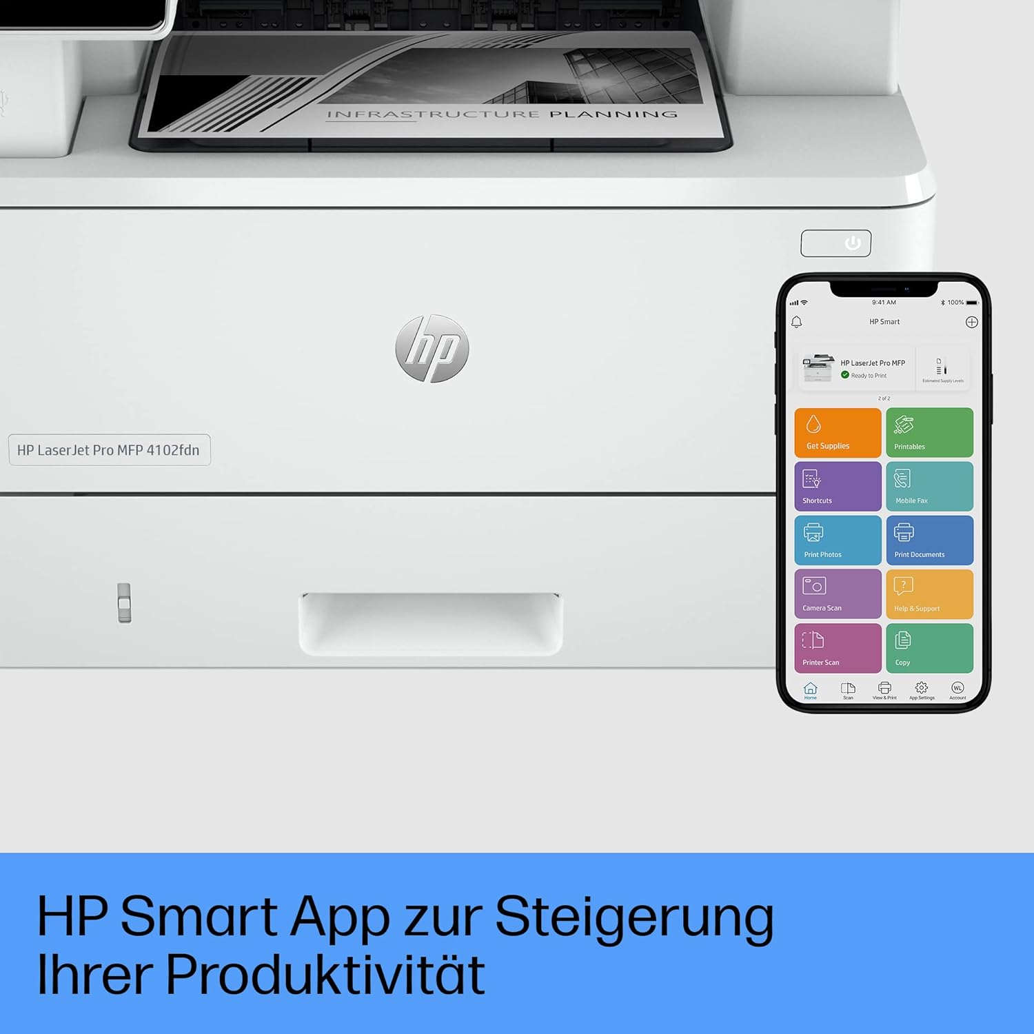 HP LaserJet Pro MFP 4102fdn Multifunction Laser Printer, Fax, Automatic Double-Sided Printing, High Print Speed, Up to 80,000 Pages per Month, Wolf Pro Security – Bild 10