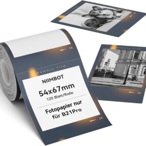 NIIMBOT Labels, Photo Paper Only for B21Pro Label Printer, Thermal Paper Sticker Label Tape for Photos, Notes, Memos and DIY, 54 x 67 mm, 120 Labels per Roll Label Roll, Best Years