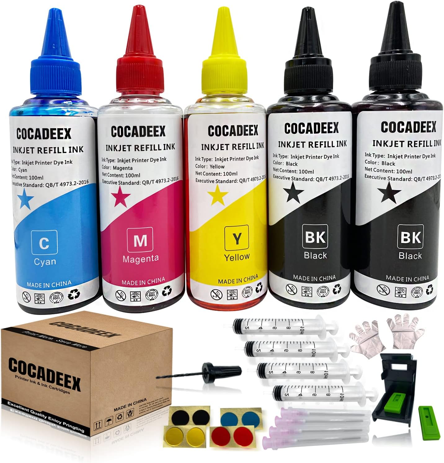 COCADEEX Refill Kit Compatible with Canon Ink Cartridge PG-560 CL-561 PG-540 CL-541 PG-540XL CL-541XL 560XL 561XL 540XL 541XL PG-40 CL-41 Series, 5 Bottles Ink with Refill Tool (2BK 1C 1M 1Y)