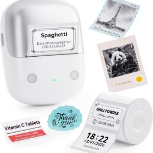 NIIMBOT B2 Pro Label Printer with Waterproof Labels, Self-Adhesive, 300 DPI Labeler, Printable in Red and Black, Bluetooth Label Printer for Photos, Address Labels, Price Tags, Silver