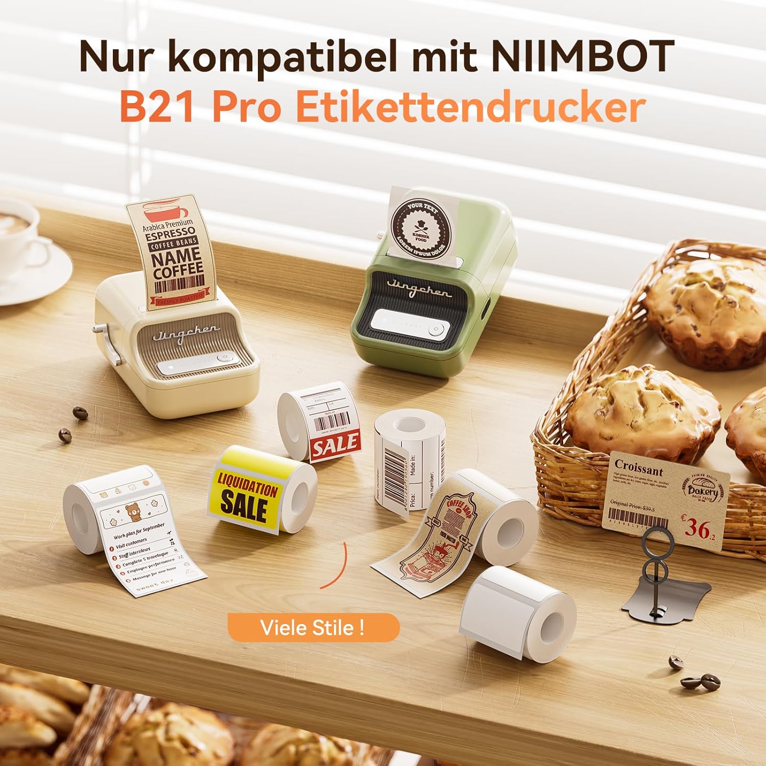 NIIMBOT Labels, Red and Black Printed Labels Only for B21Pro Label Printers, Thermal Paper Stickers, Label Tape for Supermarkets, Shops, Offices, DIY, 50 x 80 mm, 95 Sheets, Kraft Paper – Bild 6