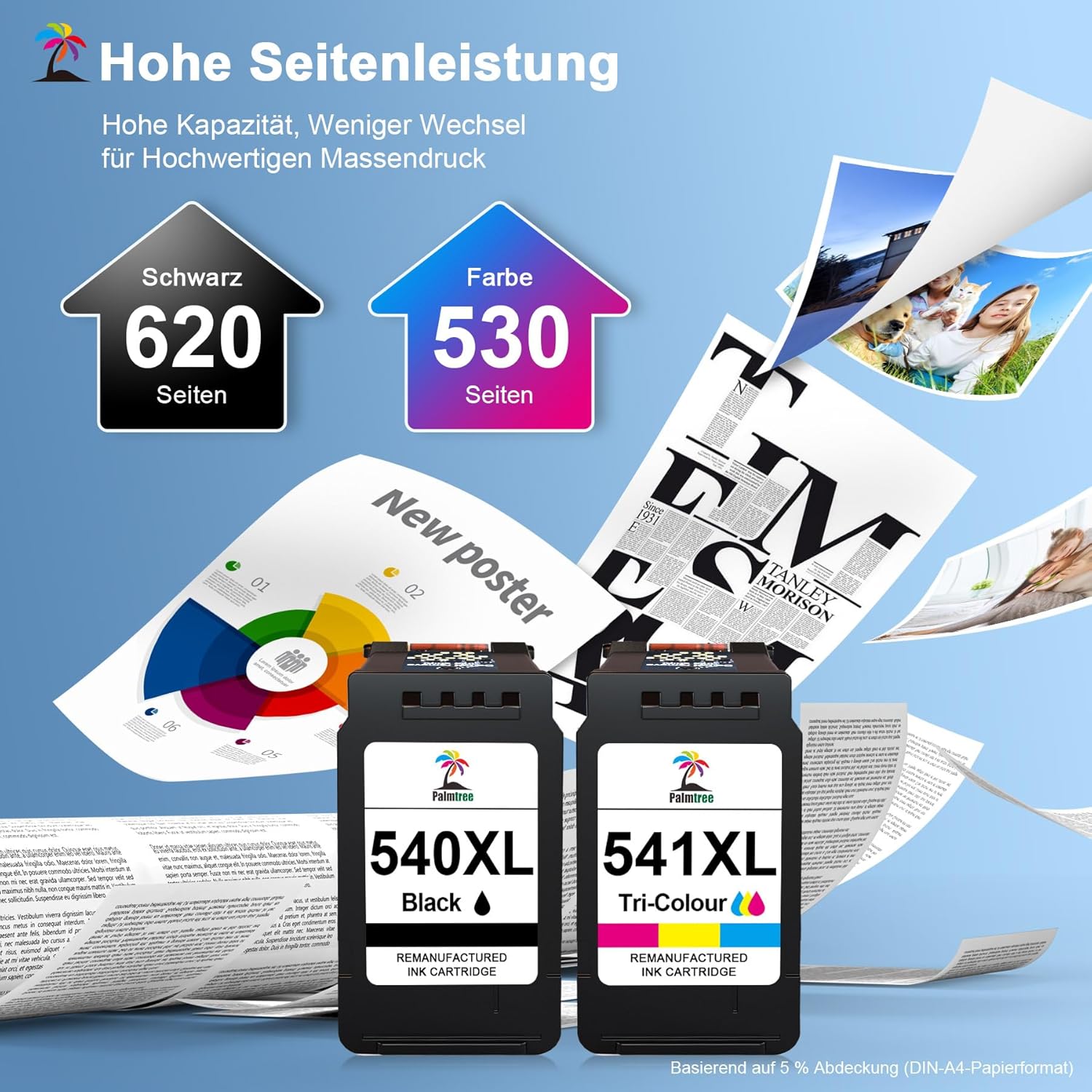 Palmtree 540XL 541XL Kompatibel für Canon Druckerpatronen 540 541 XL für Canon TS5150 Druckerpatronen für PIXMA MG3650s MG3650 MG3600 MG3350 TS5100 TS5151 MX535 MX475 PG540XL CL541XL Schwarz Farbe – Bild 4